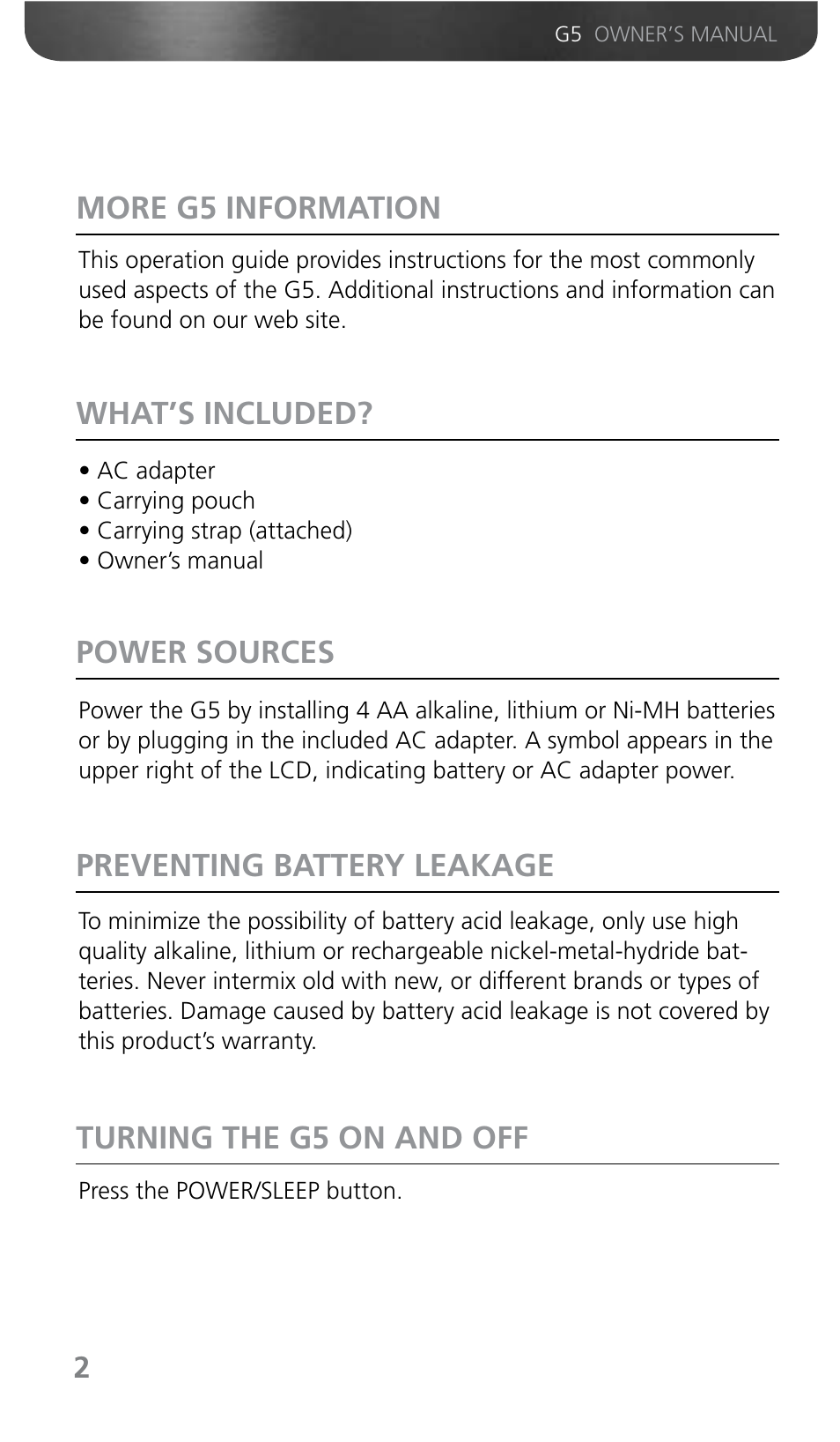 Grundig G5 User Manual | Page 4 / 64