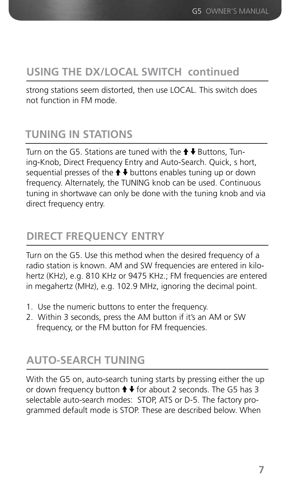 Grundig G5 User Manual | Page 9 / 64