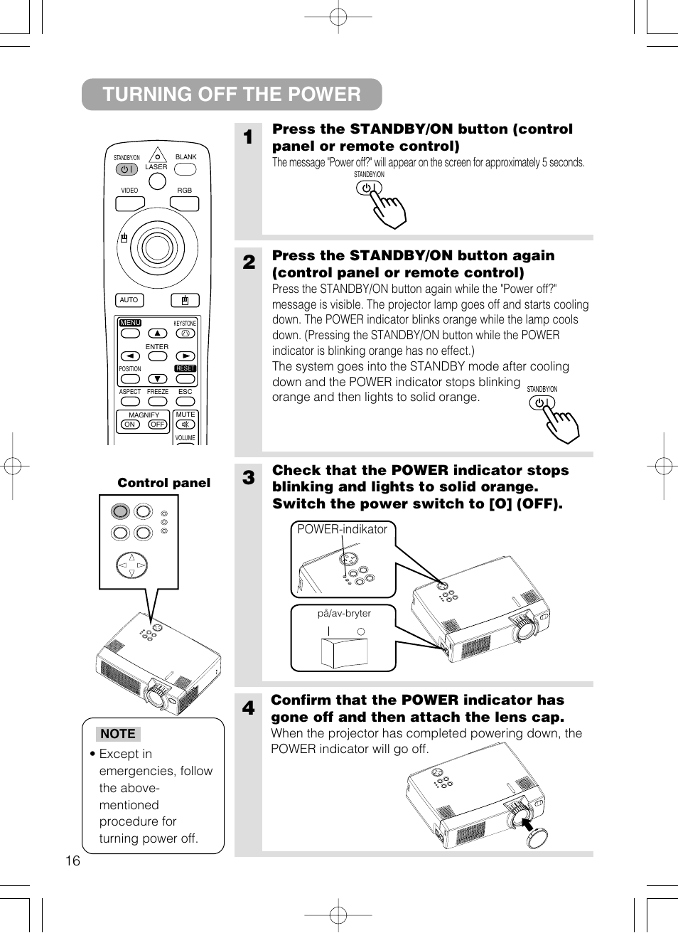 Turning off the power | Grundig CP-X385W User Manual | Page 16 / 30