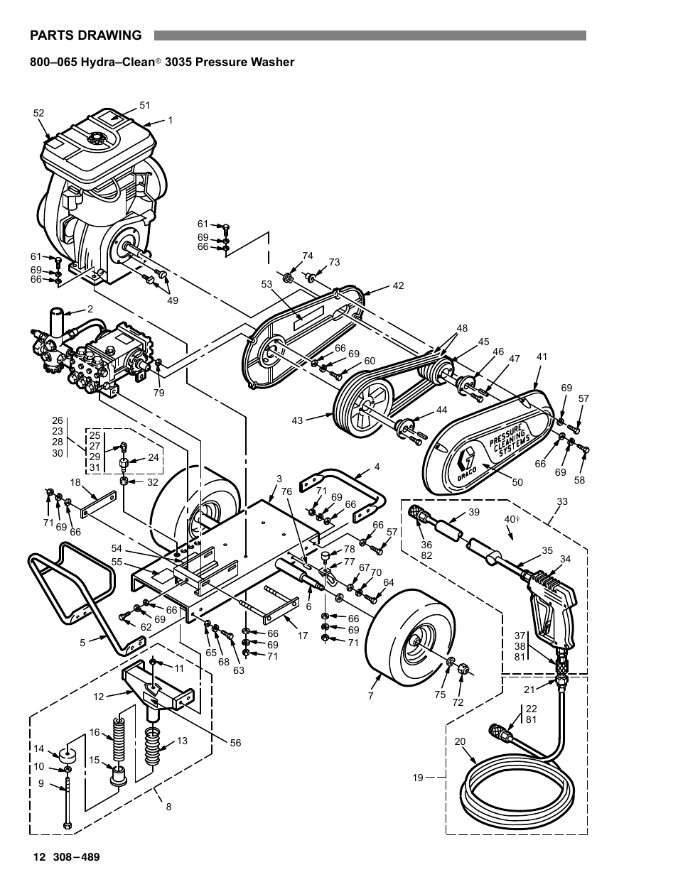 Parts drawing | Graco Inc. Hydra Clean 3035 User Manual | Page 12 / 20