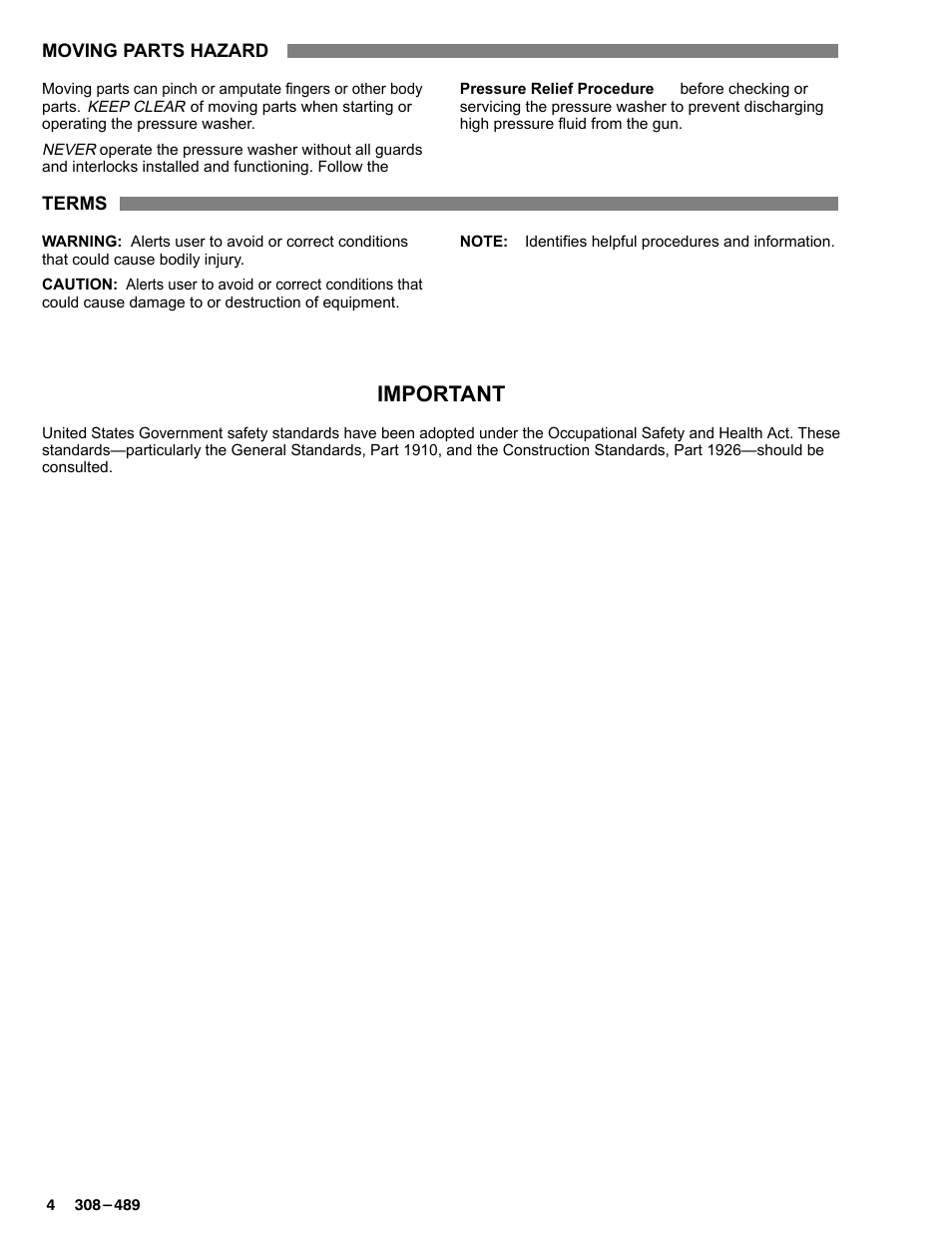 Important | Graco Inc. Hydra Clean 3035 User Manual | Page 4 / 20