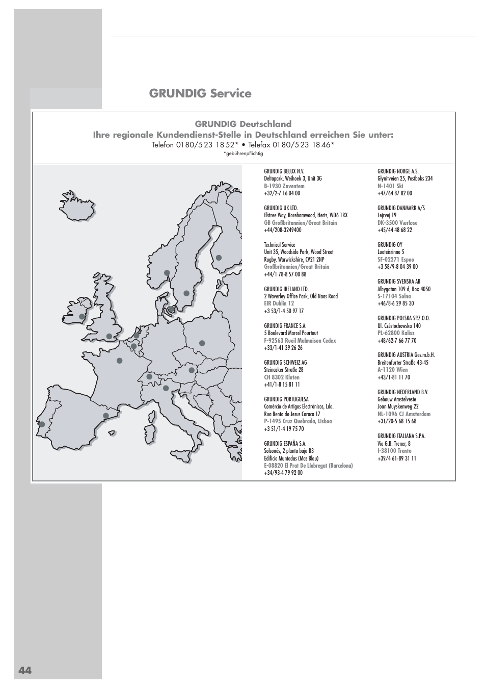 Grundig service | Grundig DUO GRP6000 User Manual | Page 44 / 48