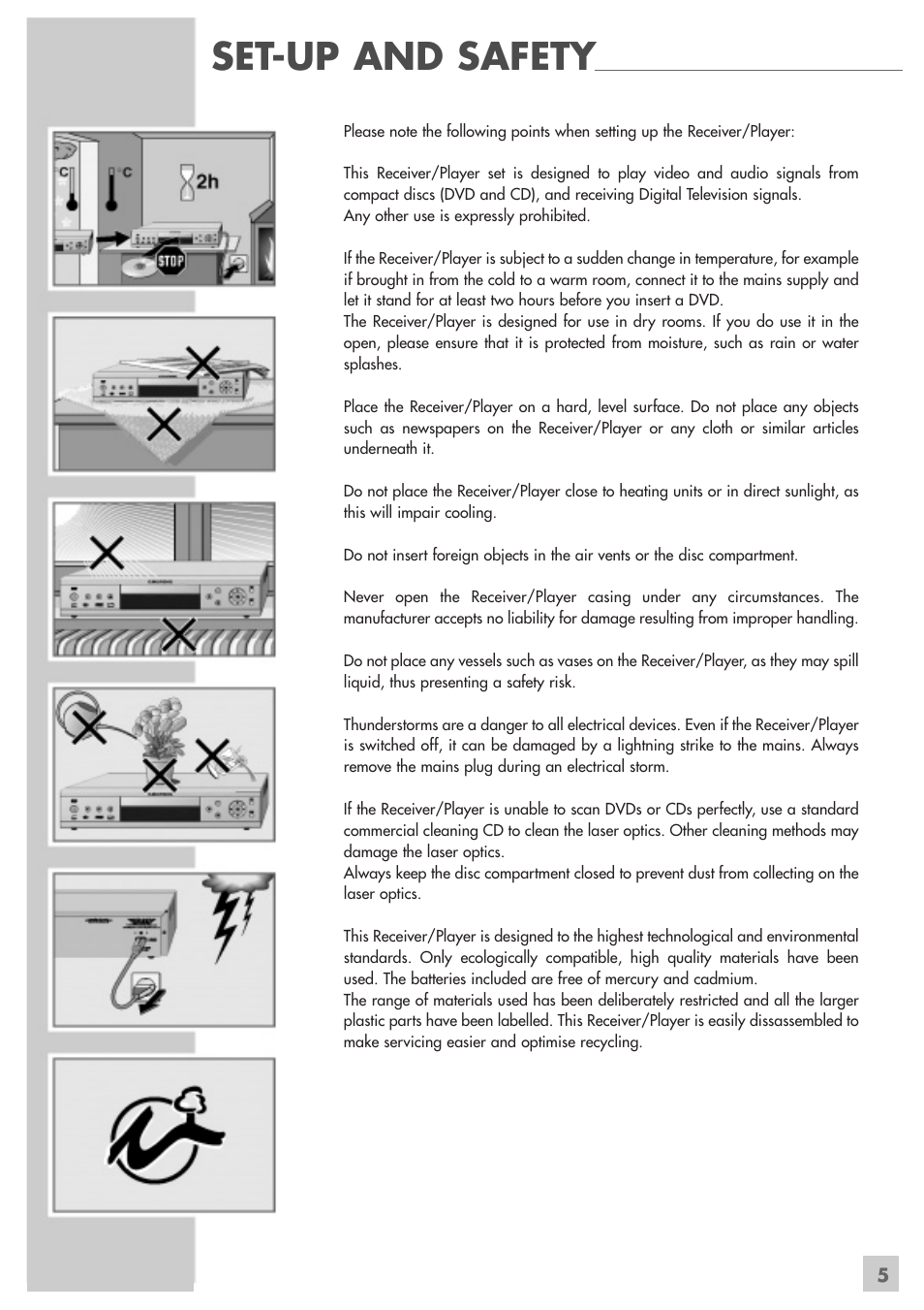 Set-up and safety | Grundig DUO GRP6000 User Manual | Page 5 / 48