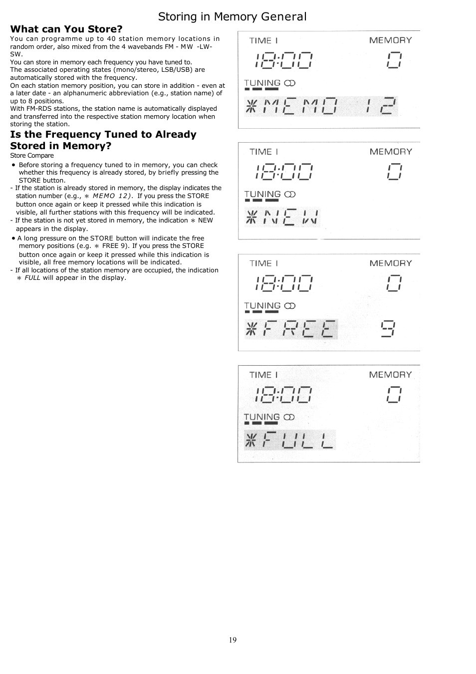 What can you store | Grundig YB500 User Manual | Page 19 / 29