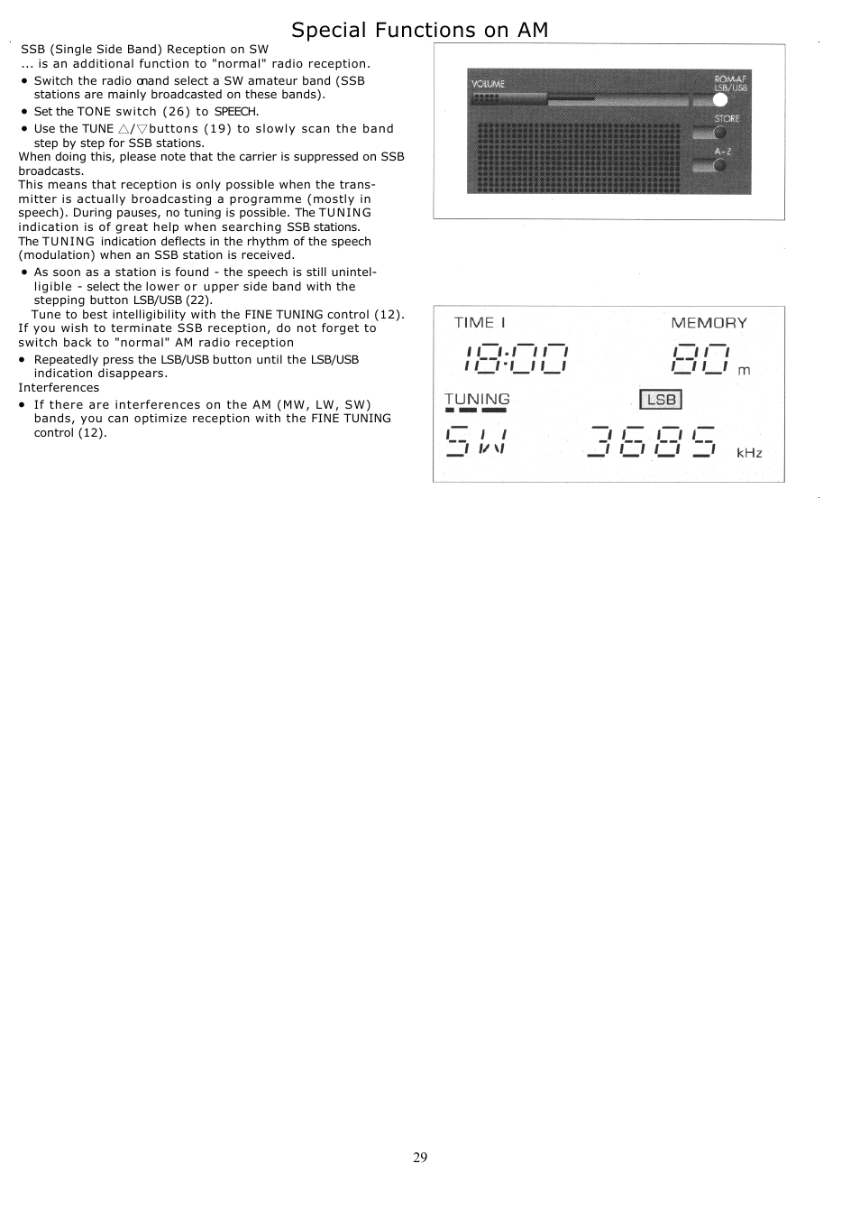 Special functions on am | Grundig YB500 User Manual | Page 29 / 29