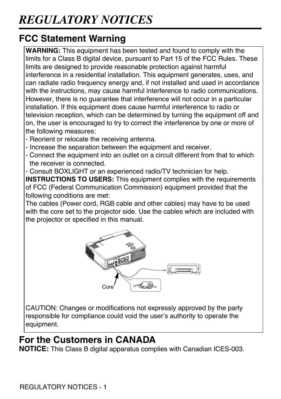 Regulatory notices, Fcc statement warning for the customers in canada | Grundig CP-731i User Manual | Page 38 / 39