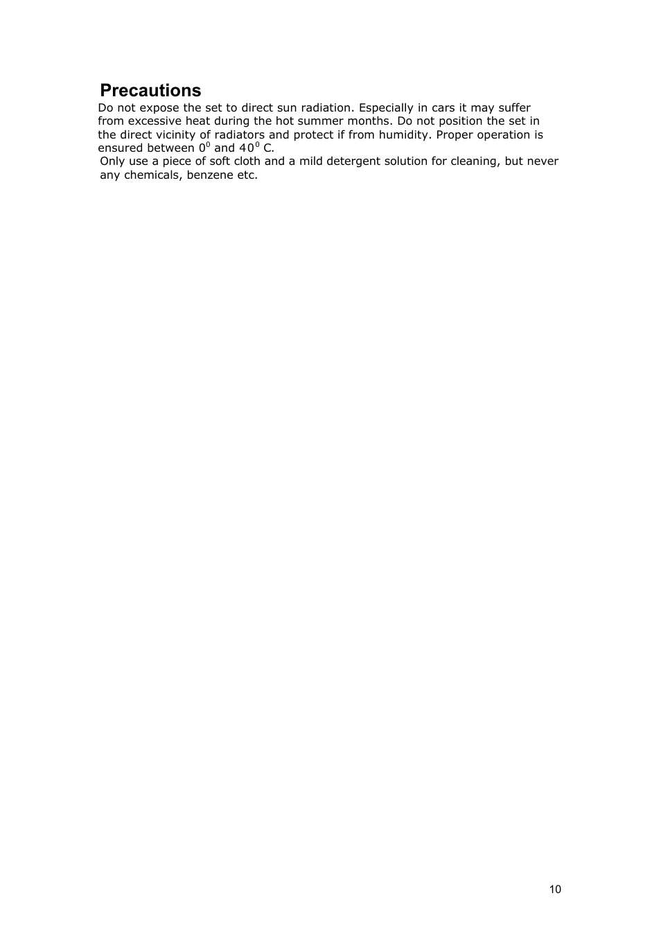 Precautions | Grundig TRAVELLER II PE User Manual | Page 10 / 10