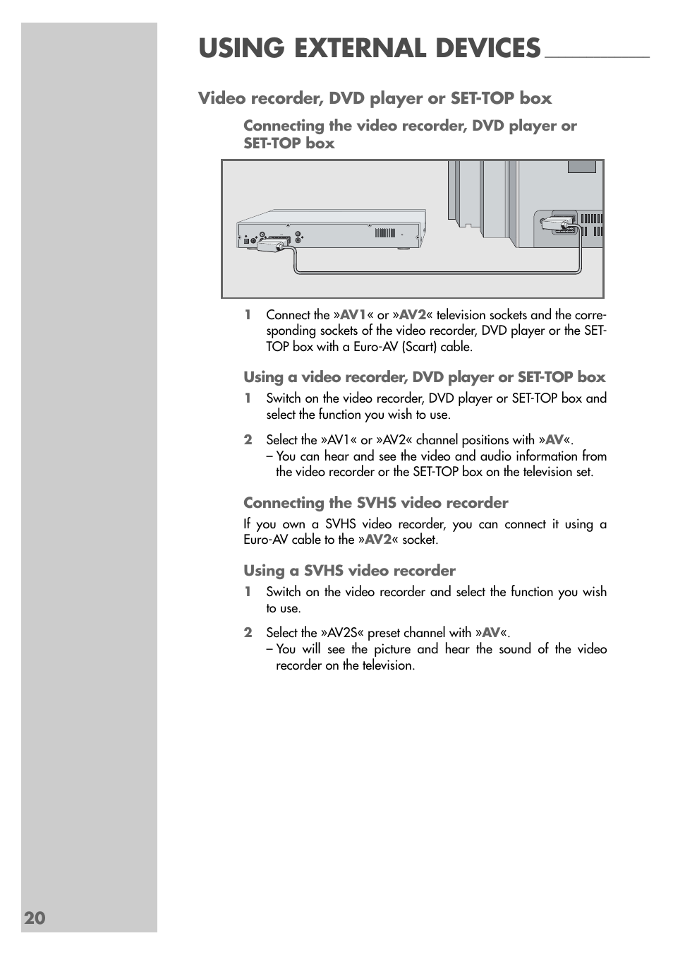 Using external devices, 20 video recorder, dvd player or set-top box | Grundig MFS 55-4601/8 User Manual | Page 20 / 28