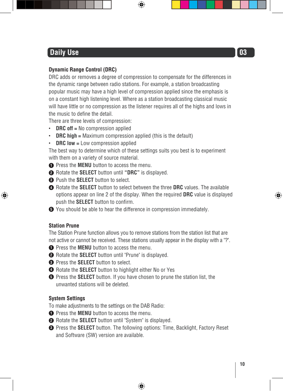 03 daily use | Grundig GUSR91DAB User Manual | Page 11 / 21