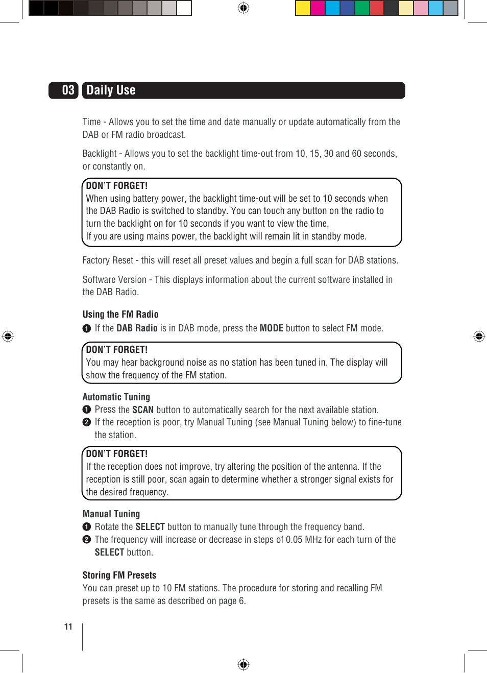 03 daily use | Grundig GUSR91DAB User Manual | Page 12 / 21