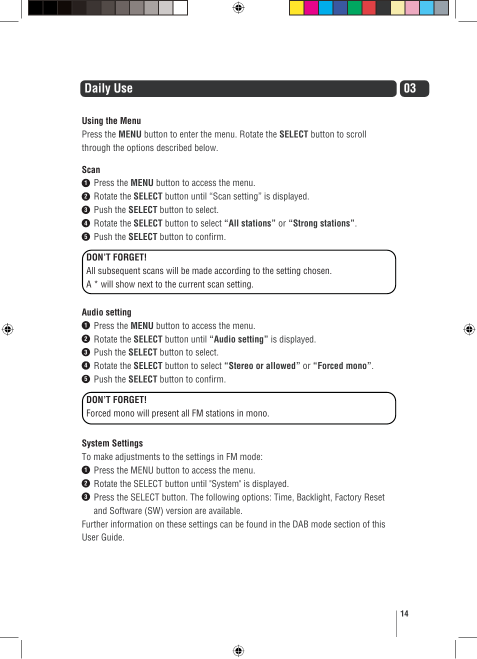 03 daily use | Grundig GUSR91DAB User Manual | Page 15 / 21