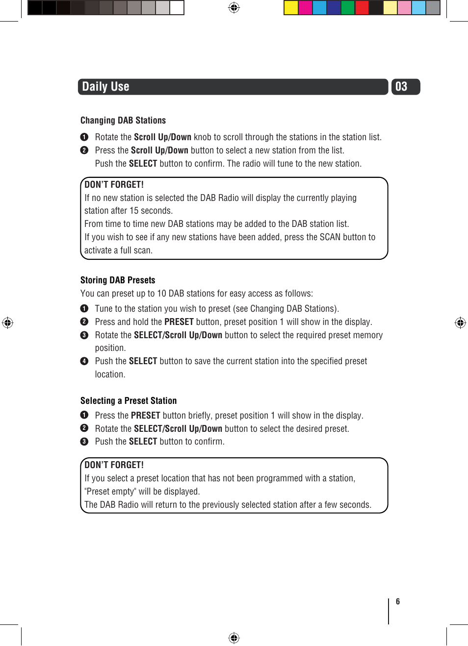 03 daily use | Grundig GUSR91DAB User Manual | Page 7 / 21