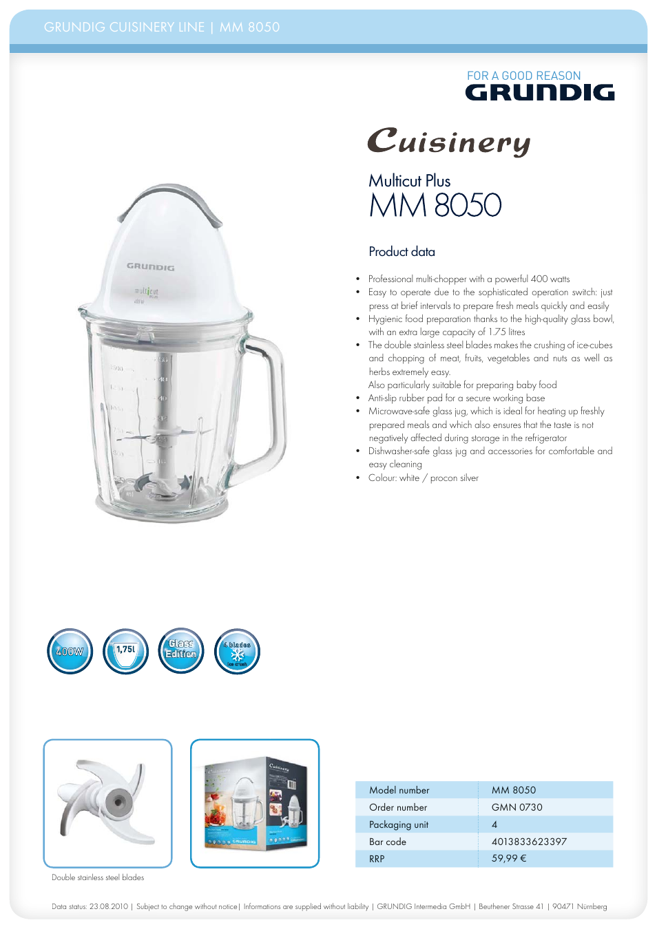 Grundig CUISINERY MM 8050 User Manual | 1 page