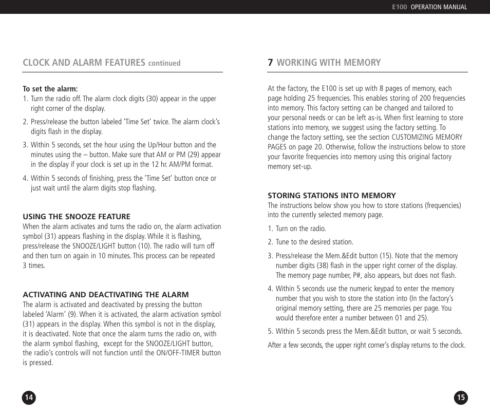 Grundig E100 User Manual | Page 8 / 22