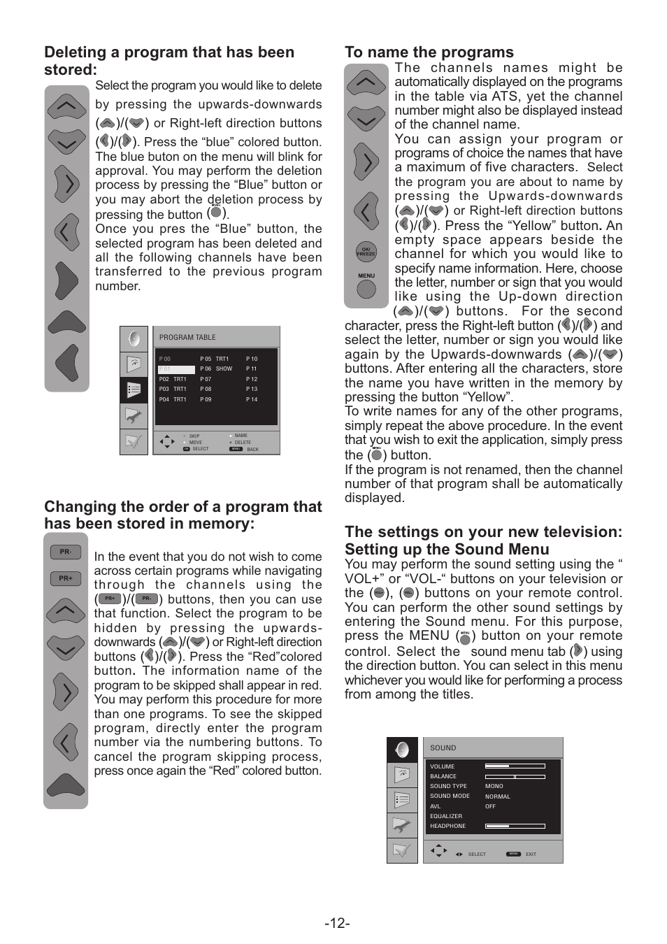 Deleting a program that has been stored, Or right-left direction buttons | Grundig AMIRA32HDBLK User Manual | Page 12 / 22