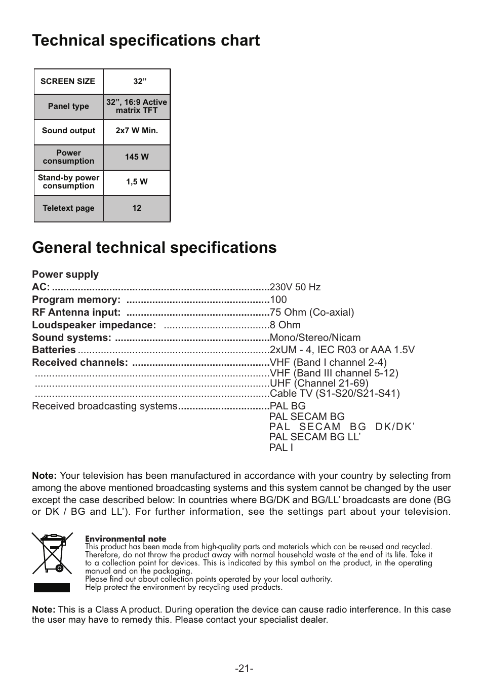 Grundig AMIRA32HDBLK User Manual | Page 21 / 22