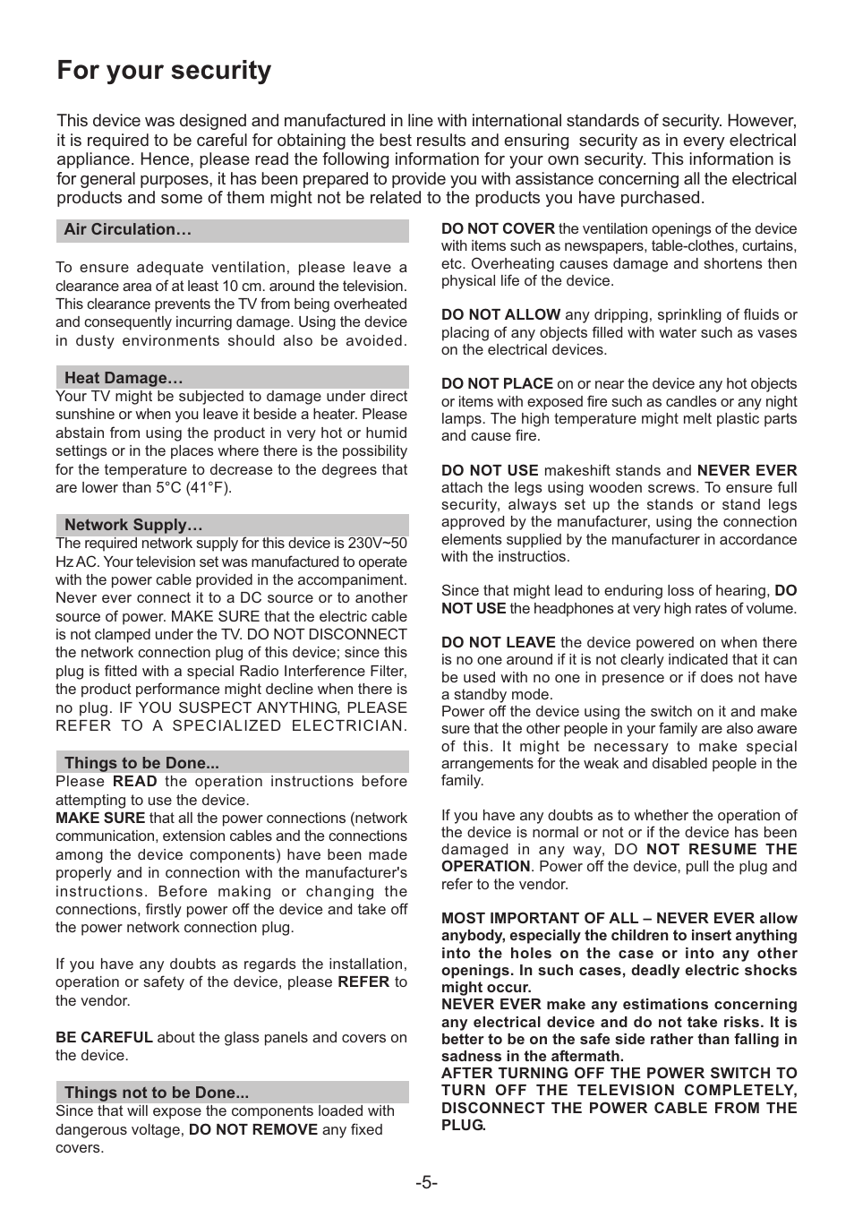 For your security | Grundig AMIRA32HDBLK User Manual | Page 5 / 22