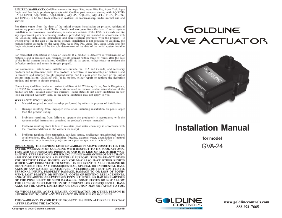 Goldline GVA-24 User Manual | 4 pages