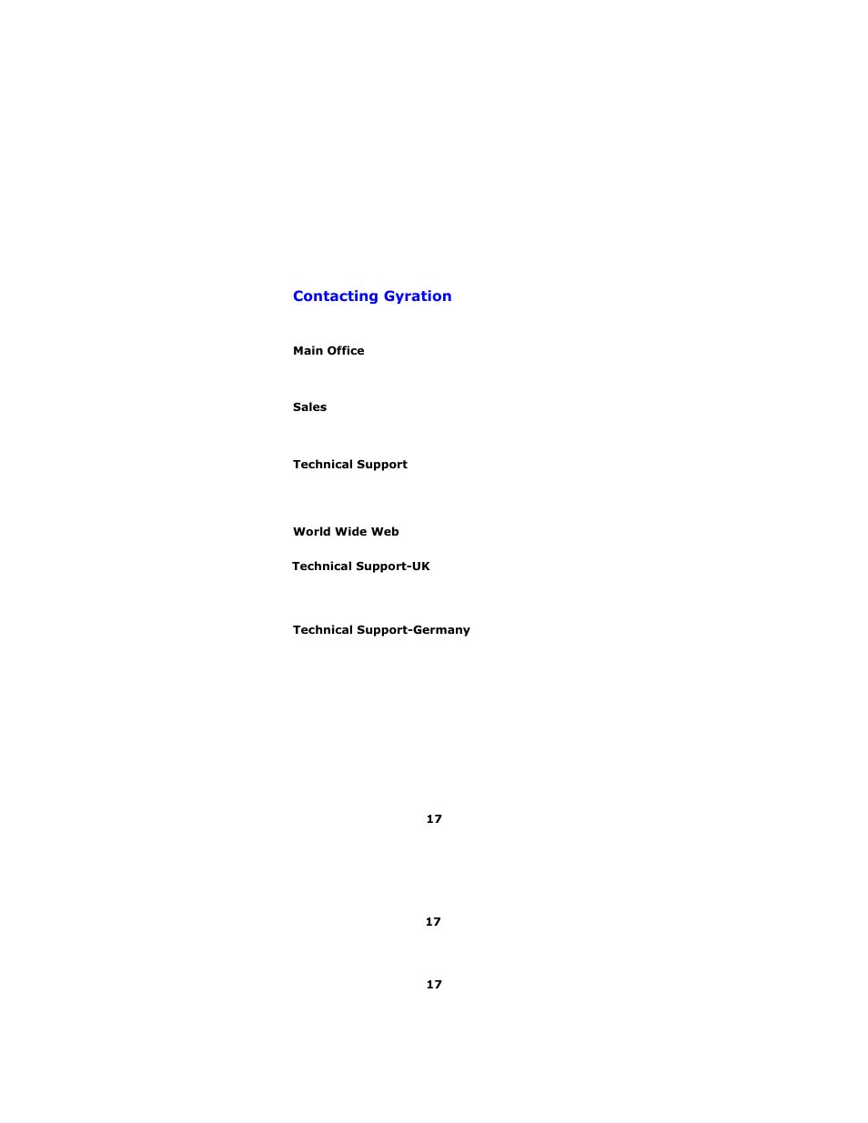 Contacting gyration | Gyration TM ULTRA CORDLESS OPTICAL MOUSE User Manual | Page 20 / 22