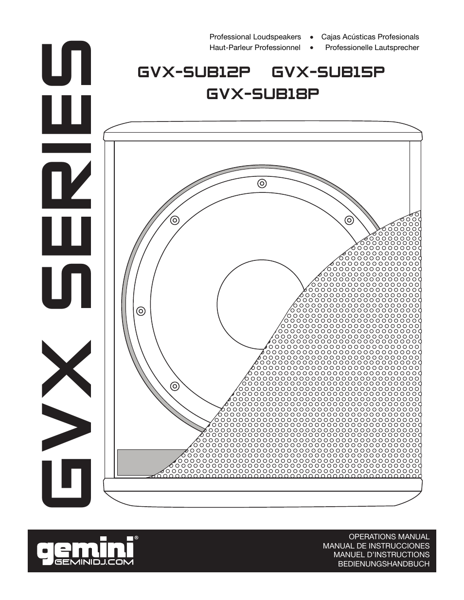 Gemini Industries GVXSERIES GVX-SUB18P User Manual | 9 pages