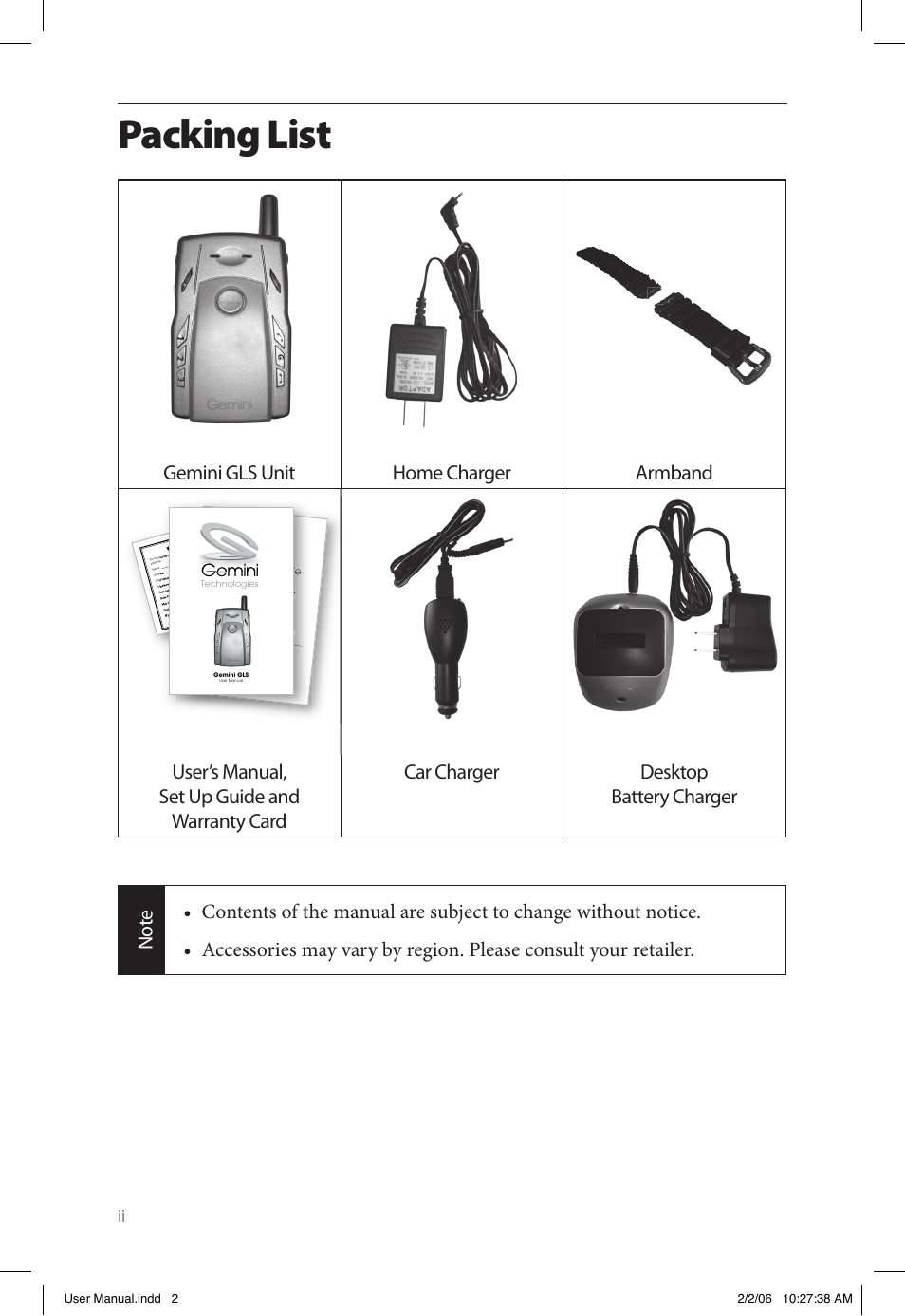 Packing list | Gemini Industries Gemtek PT300 User Manual | Page 4 / 24