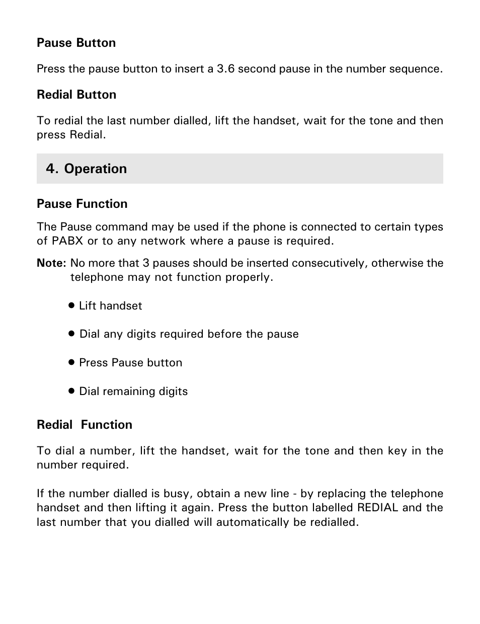 Operation, Operation 5. pabx & system usage | Gemini Industries Gemini Basic User Manual | Page 8 / 12