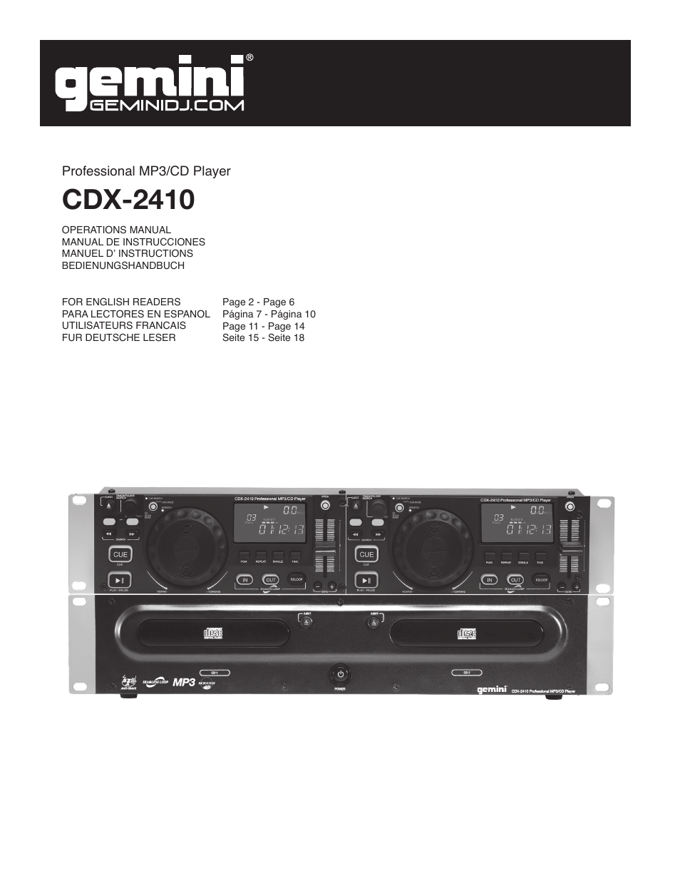 Gemini Industries CDX-2410 User Manual | 20 pages