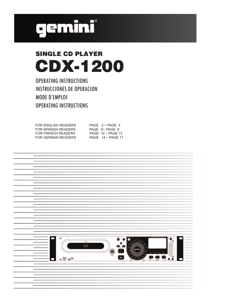 Gemini Industries CDX-1200 User Manual | 4 pages