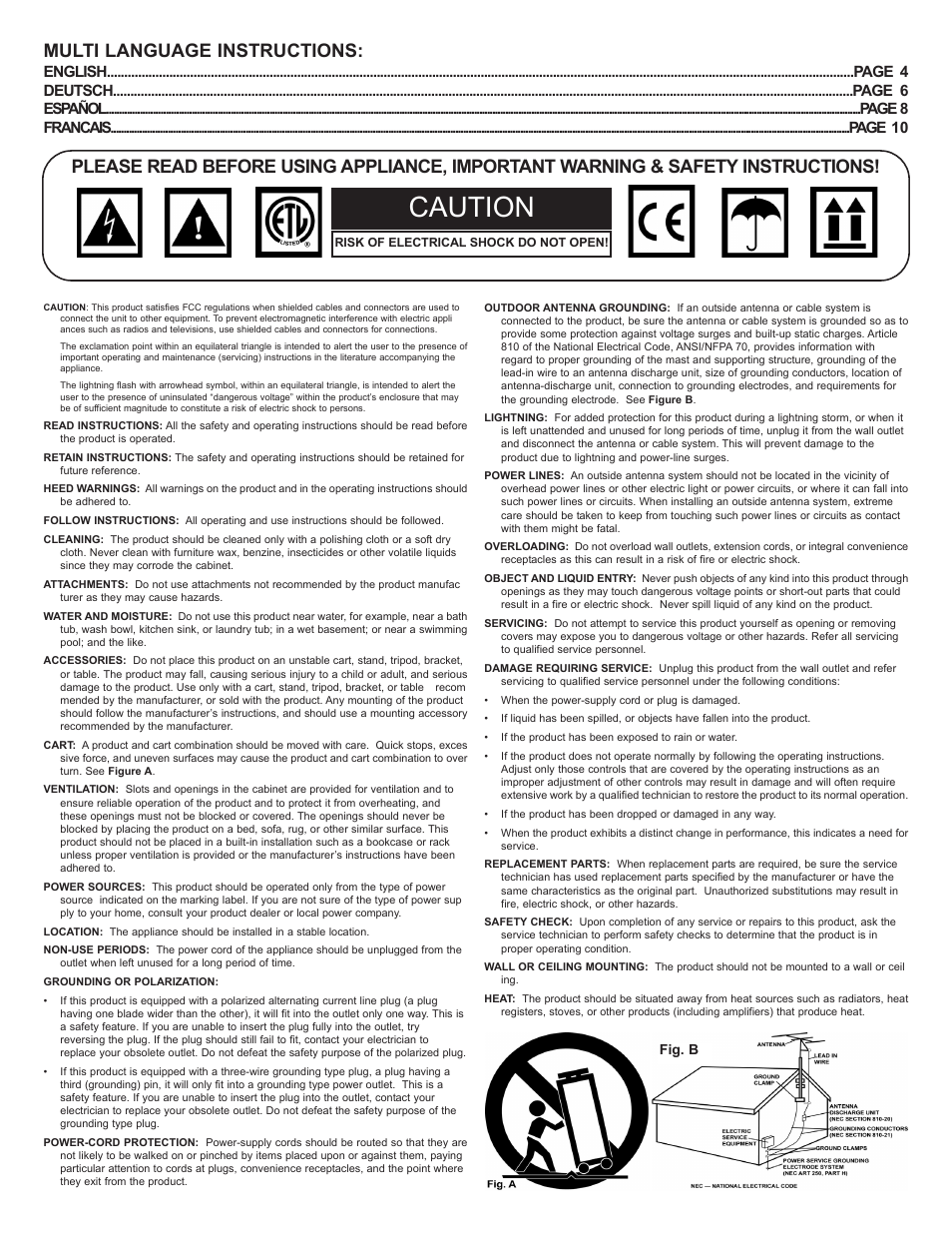 Caution, Multi language instructions | Gemini Industries CDX-02 User Manual | Page 2 / 12