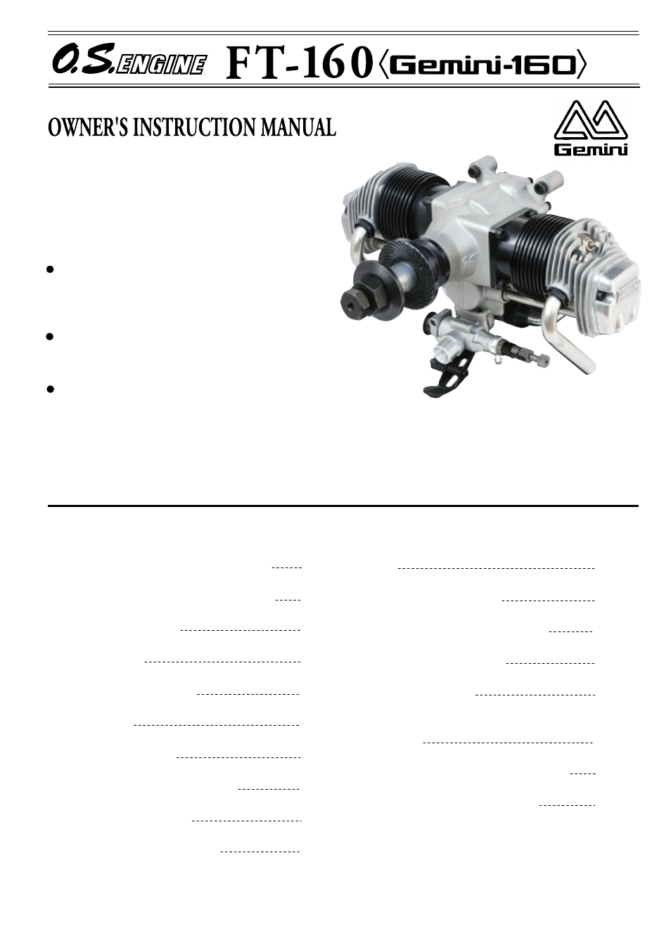 O.S. Engines FT-160 Gemini User Manual | 17 pages