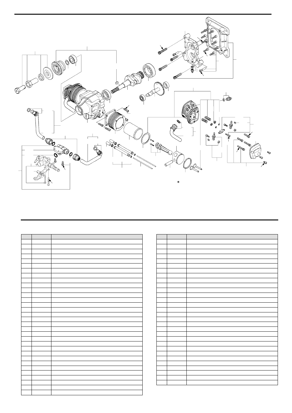 Exploded view, Parts list | O.S. Engines FT-160 Gemini User Manual | Page 15 / 17