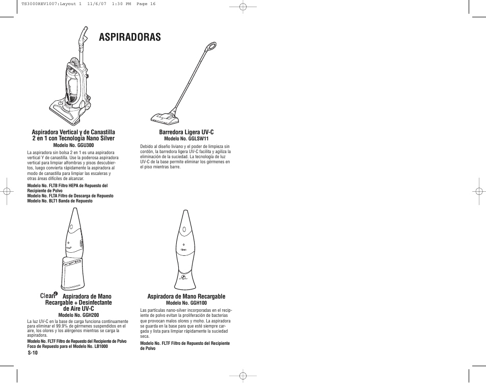 Aspiradoras | Guardian Technologies TS3000 User Manual | Page 16 / 16
