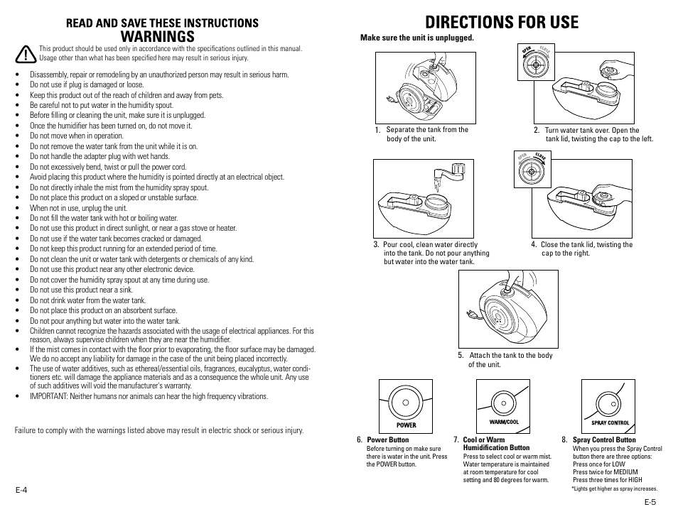 Warnings | Guardian Technologies PUREGUARDIAN H1600 User Manual | Page 3 / 5