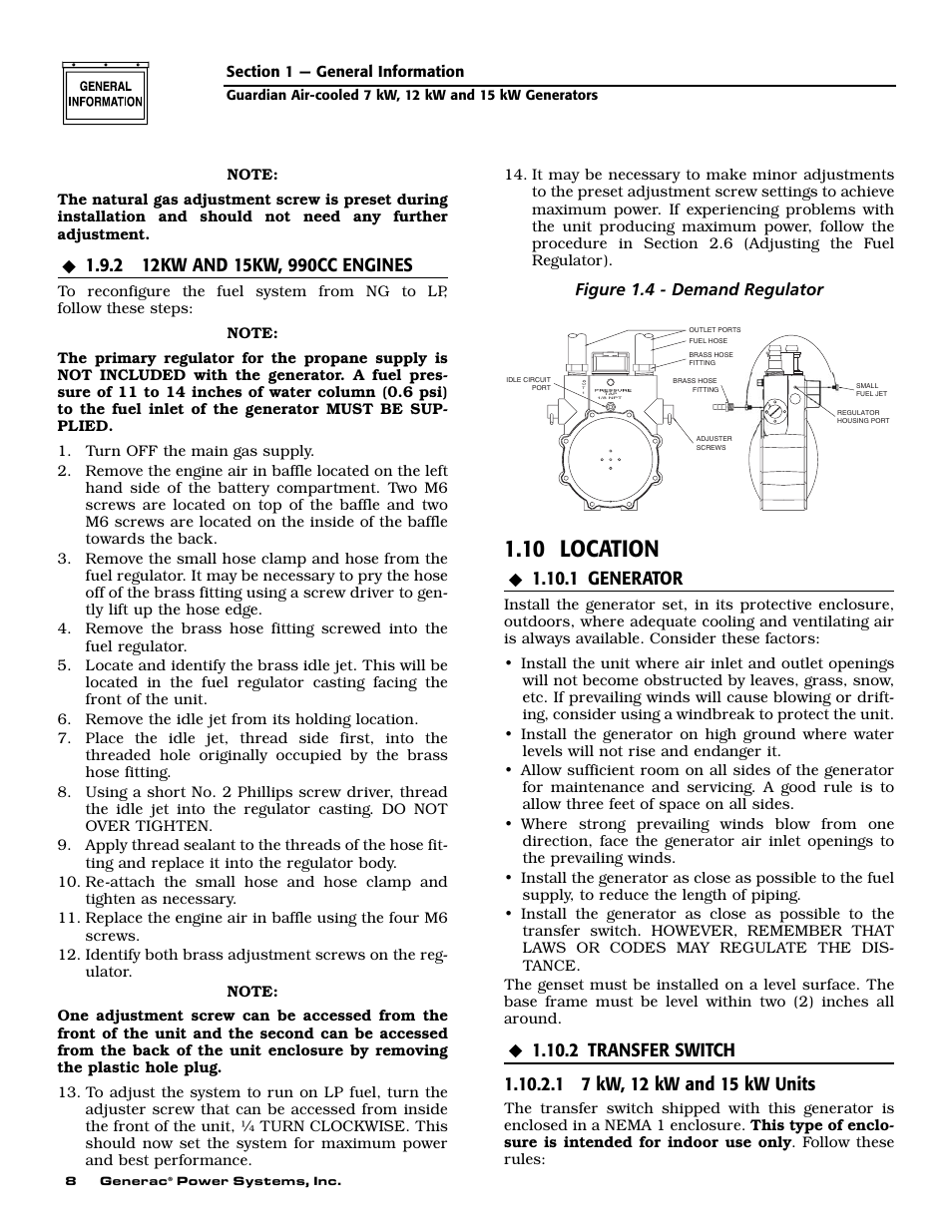 10 location, 1 generator, Figure 1.4 - demand regulator | Guardian Technologies 04390-2 User Manual | Page 10 / 60