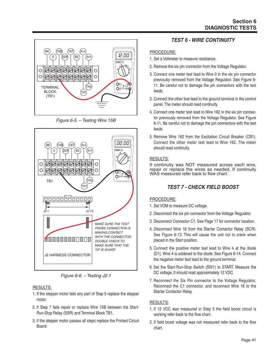 Test 6 - wire continuity, Test 7 - check field boost | Guardian Technologies 5209 User Manual | Page 43 / 90