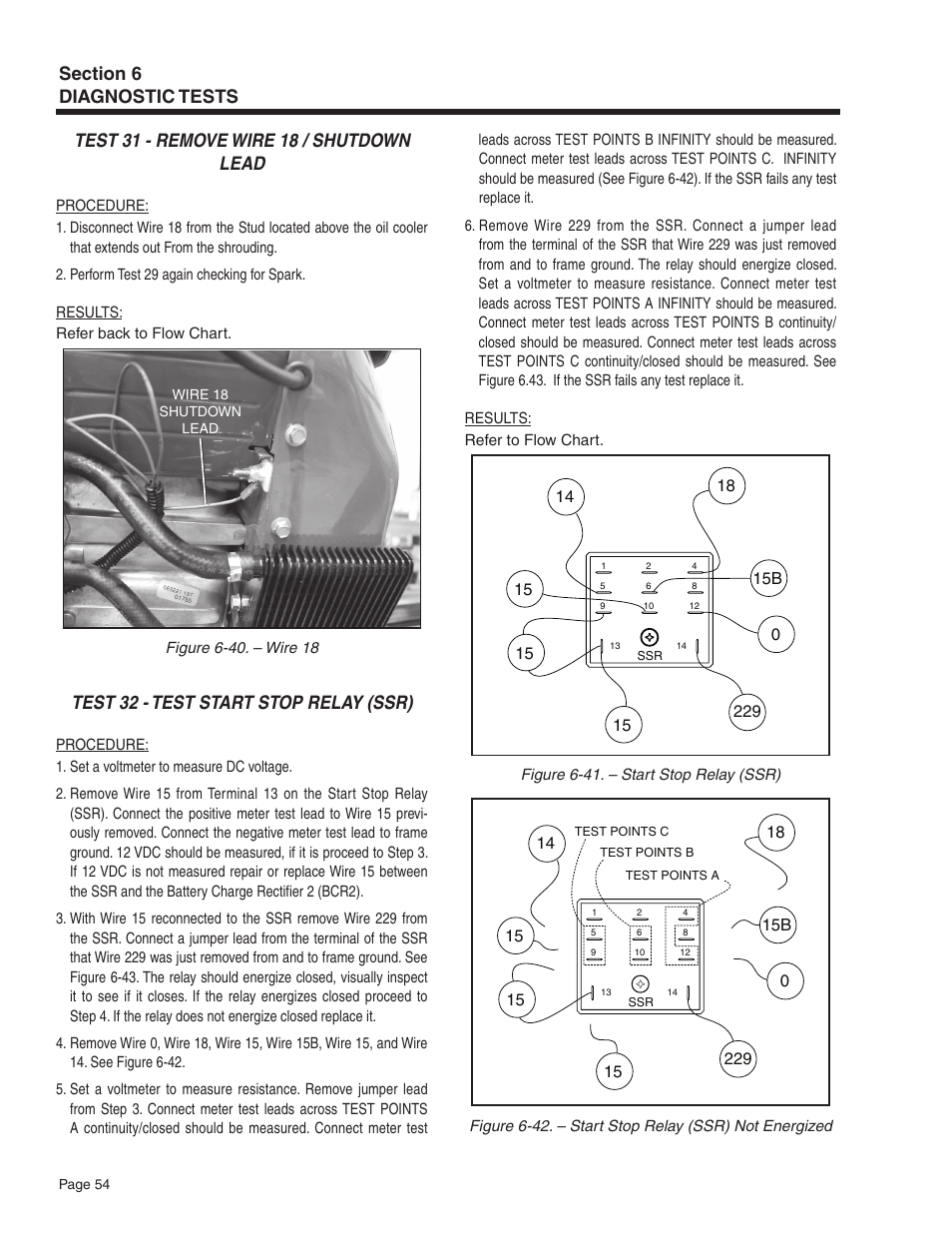 Test 31 - remove wire 18 / shutdown lead, Test 32 - test start stop relay (ssr) | Guardian Technologies 5209 User Manual | Page 56 / 90