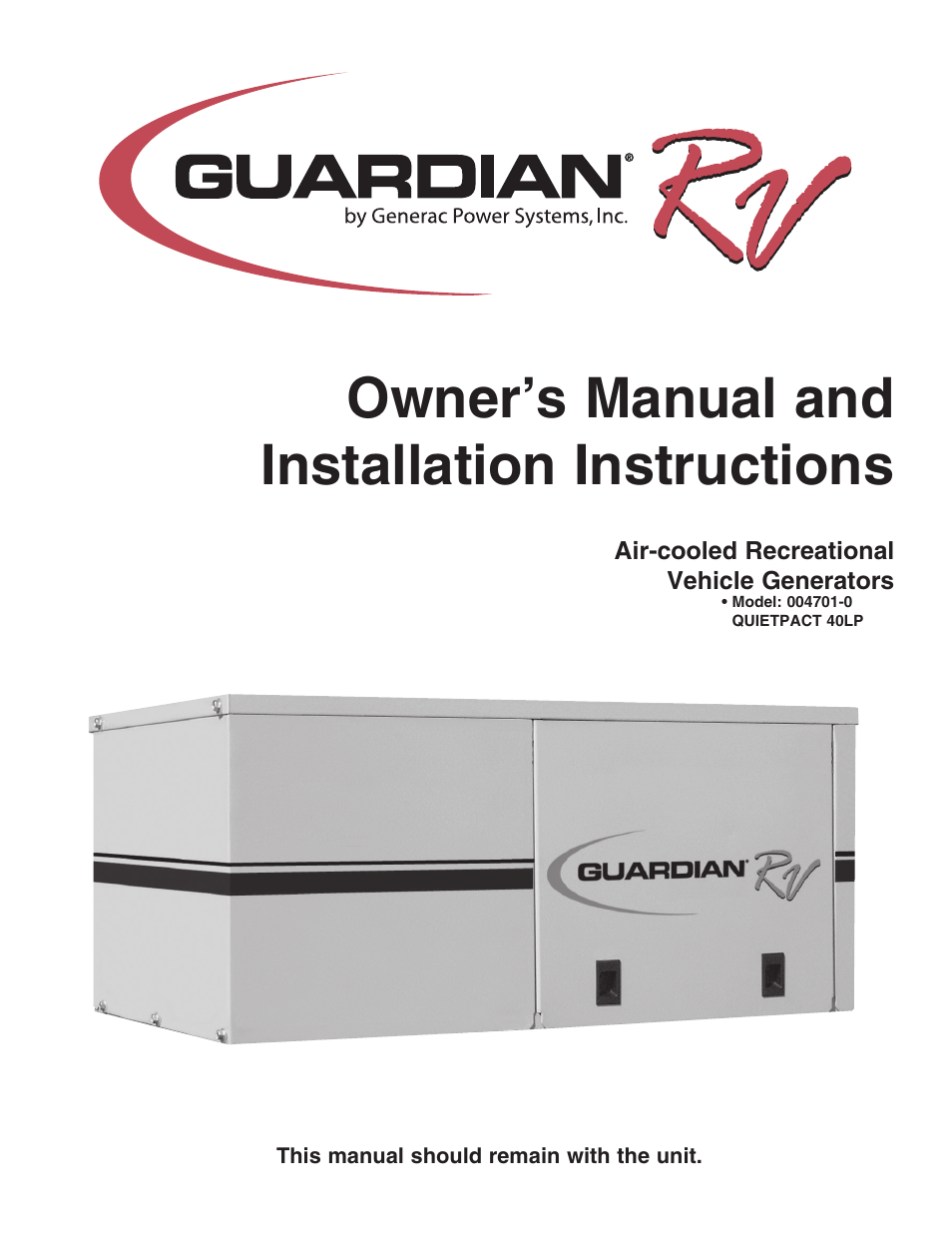 Guardian Technologies QUIETPACT 40LP 004701-0 User Manual | 52 pages