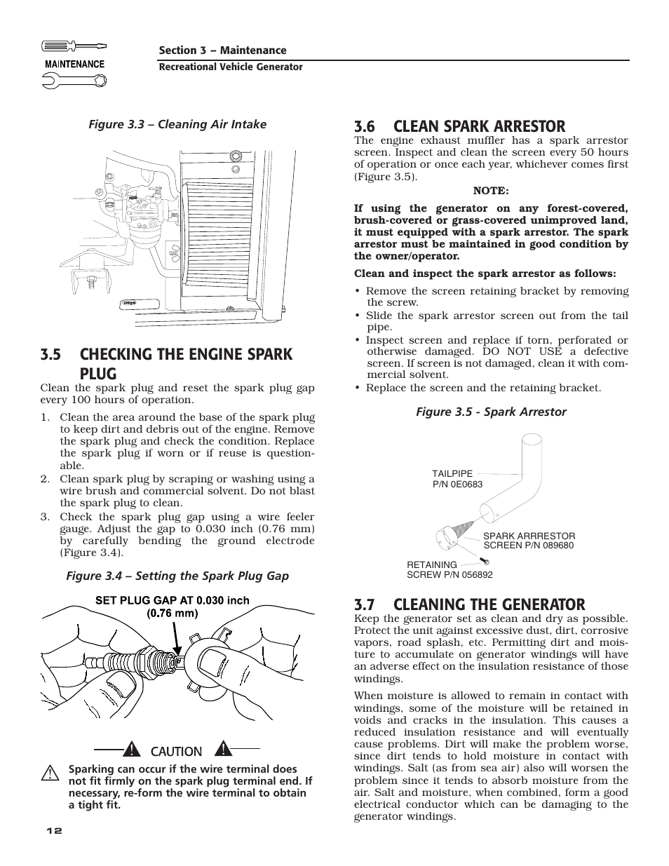 5 checking the engine spark plug, 6 clean spark arrestor, 7 cleaning the generator | Guardian Technologies QUIETPACT 40LP 004701-0 User Manual | Page 14 / 52