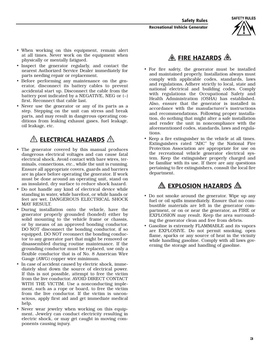 Electrical hazards, Fire hazards, Explosion hazards | Guardian Technologies QUIETPACT 40LP 004701-0 User Manual | Page 5 / 52