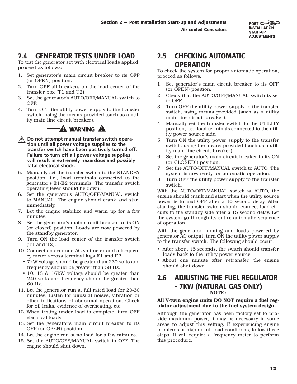 4 generator tests under load, 5 checking automatic operation | Guardian Technologies 005282 User Manual | Page 15 / 72