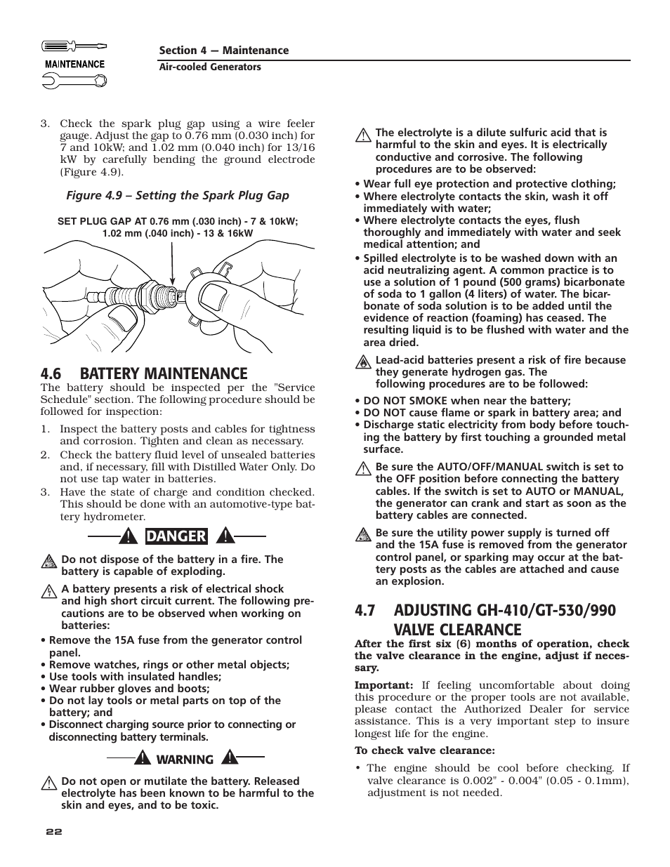 6 battery maintenance, Danger | Guardian Technologies 005282 User Manual | Page 24 / 72