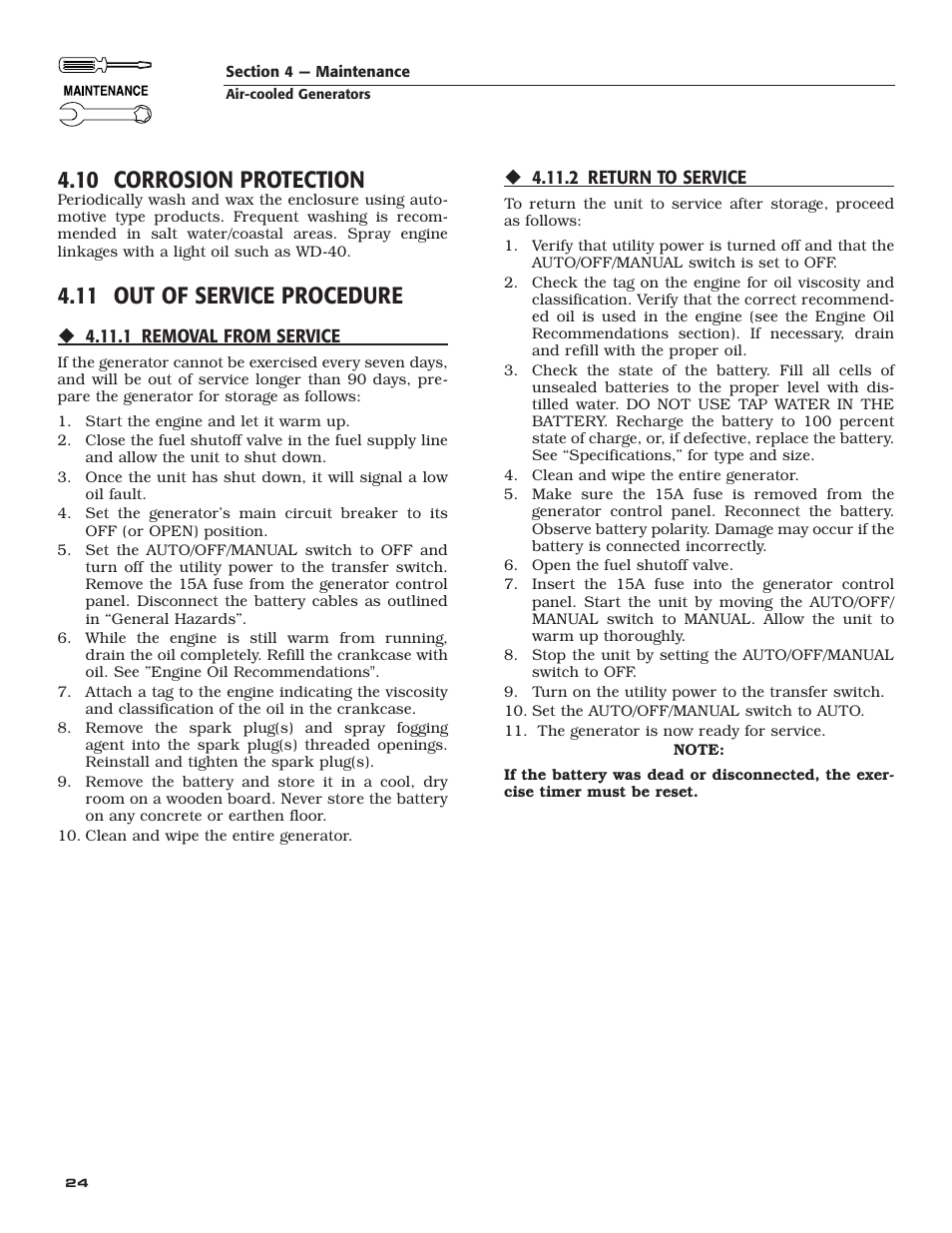 10 corrosion protection, 11 out of service procedure | Guardian Technologies 005282 User Manual | Page 26 / 72