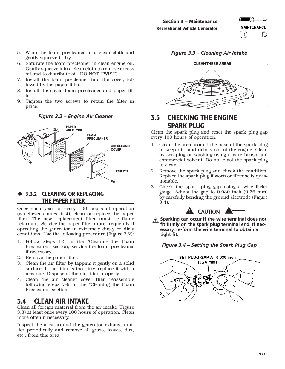 4 clean air intake, 5 checking the engine spark plug | Guardian Technologies 02010-2 User Manual | Page 15 / 56