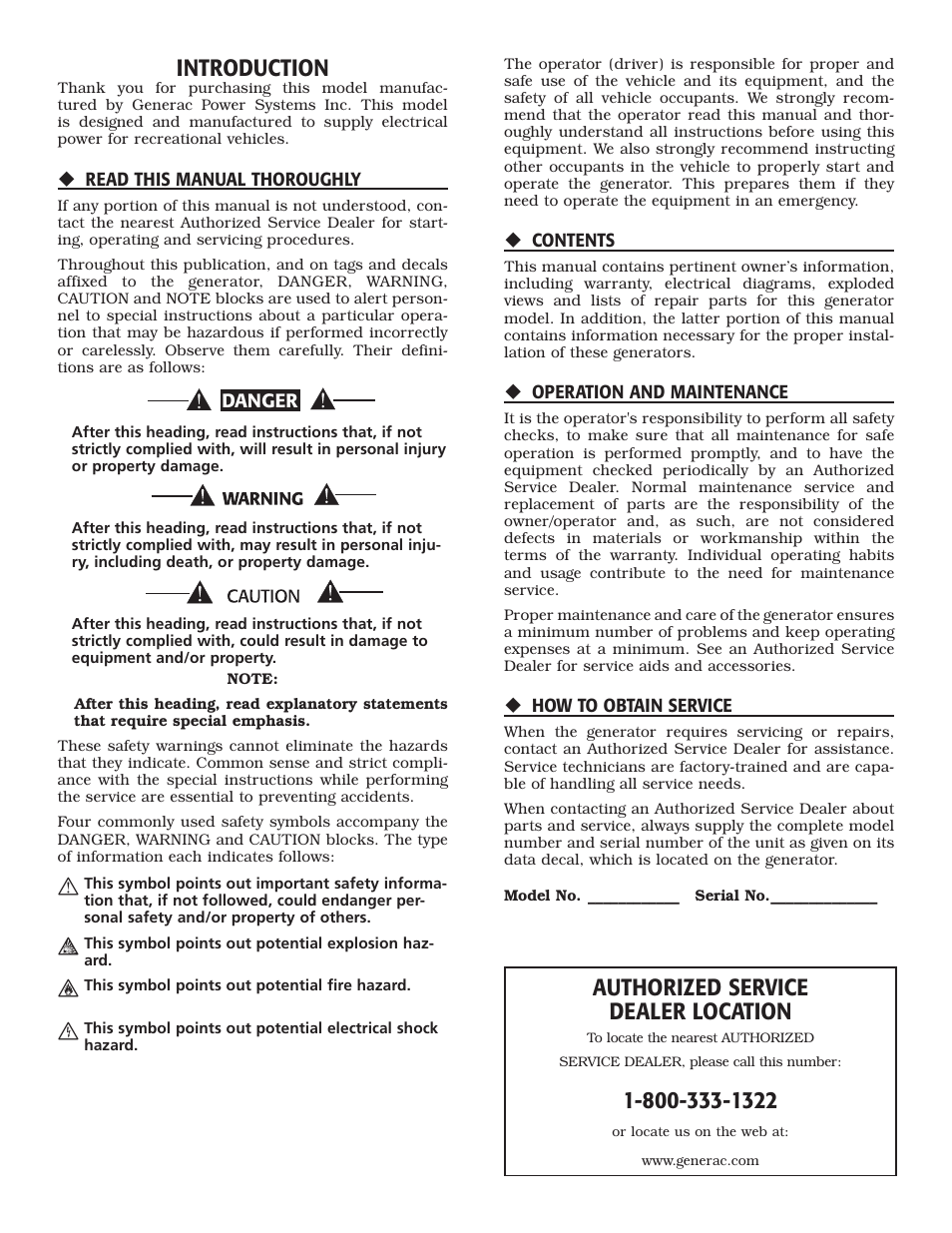 Introduction, Authorized service dealer location | Guardian Technologies 02010-2 User Manual | Page 2 / 56