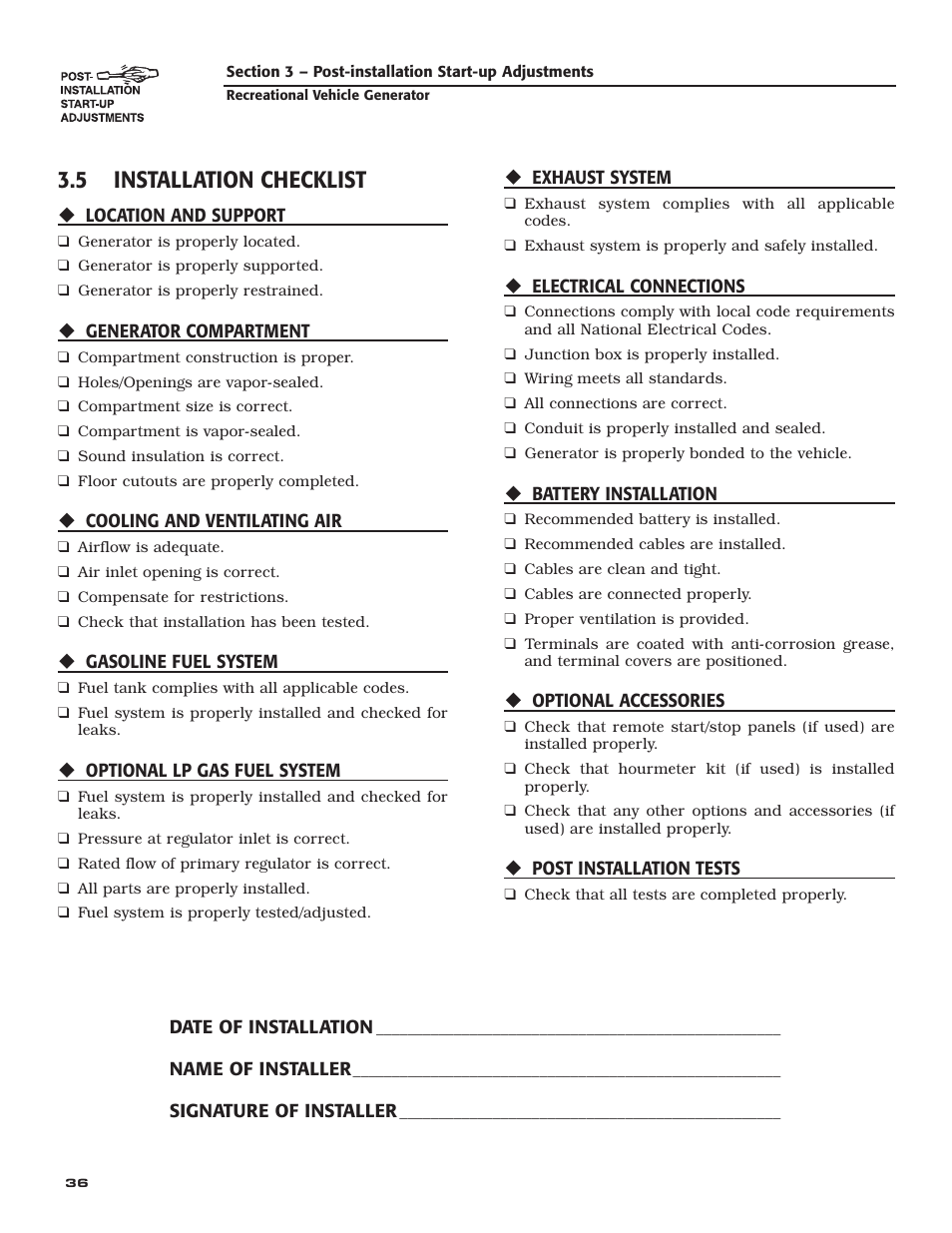 5 installation checklist | Guardian Technologies 02010-2 User Manual | Page 38 / 56