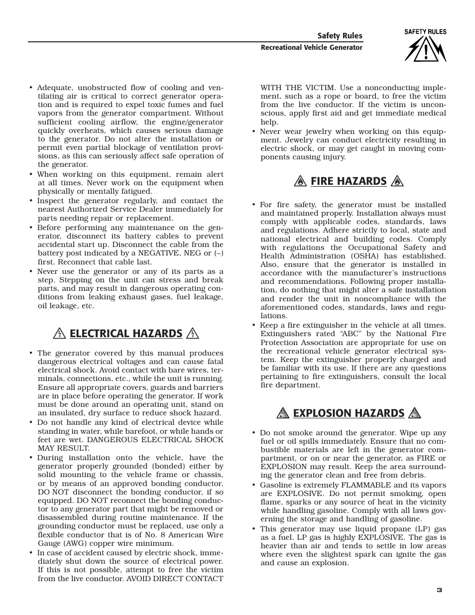 Electrical hazards, Fire hazards, Explosion hazards | Guardian Technologies 02010-2 User Manual | Page 5 / 56