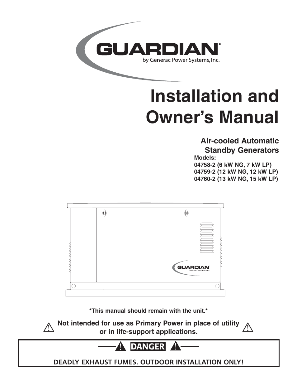 Guardian Technologies 04759-2 User Manual | 56 pages