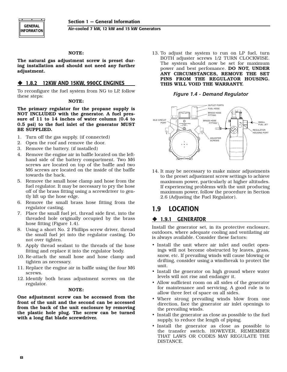 9 location, 1 generator, Figure 1.4 - demand regulator | Guardian Technologies 04759-2 User Manual | Page 10 / 56