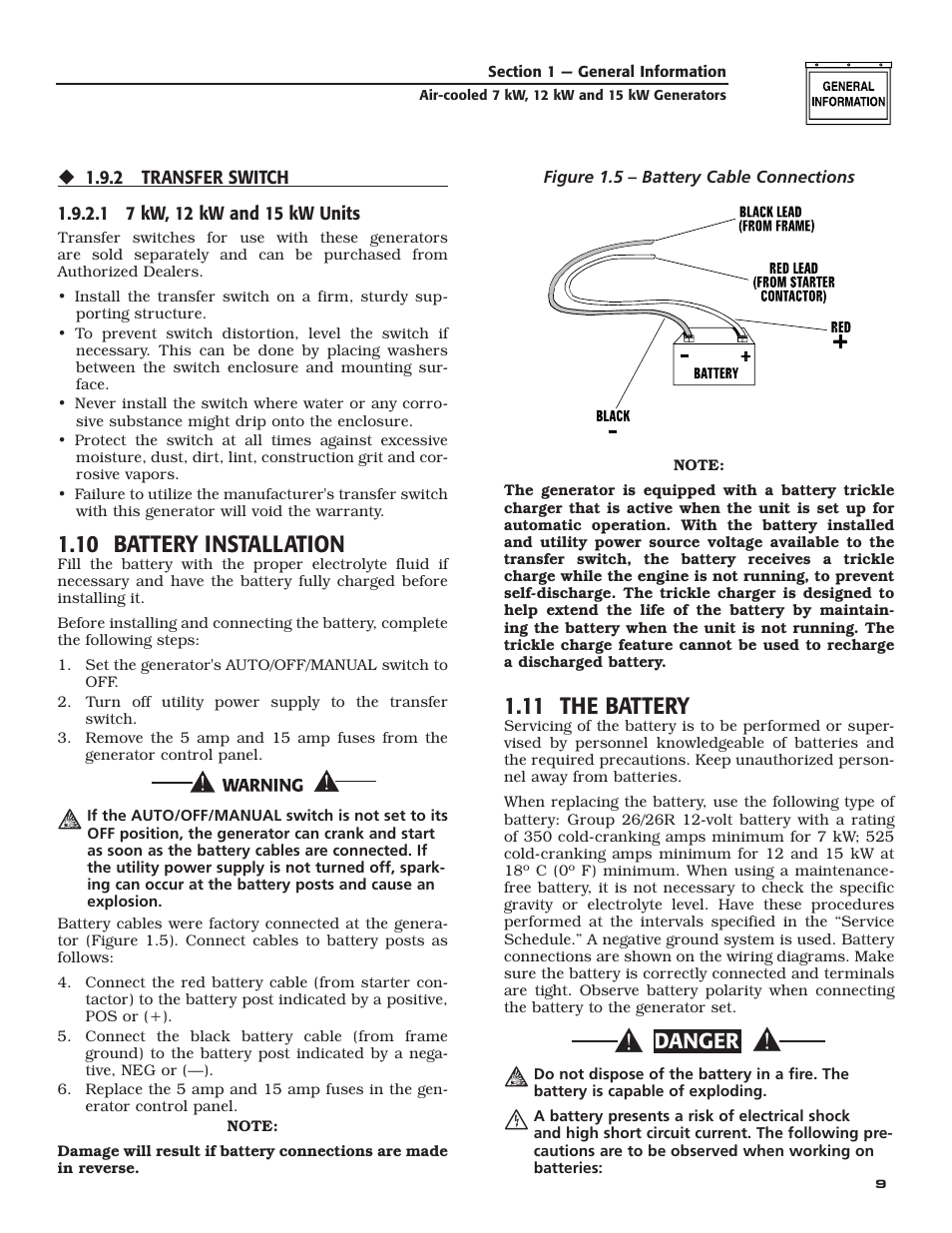 10 battery installation, 11 the battery, Danger | Guardian Technologies 04759-2 User Manual | Page 11 / 56