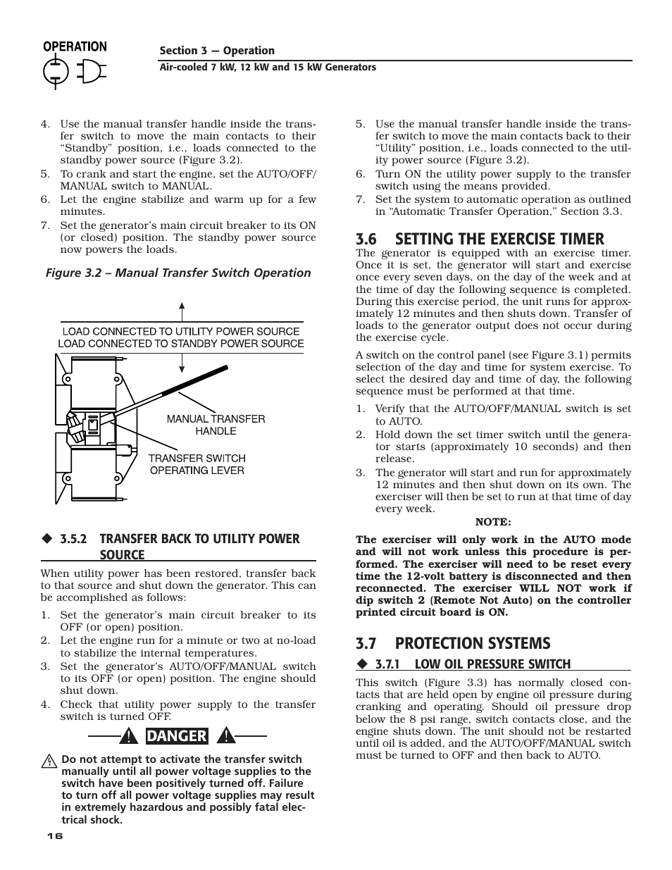 6 setting the exercise timer, 7 protection systems, Danger | Guardian Technologies 04759-2 User Manual | Page 18 / 56